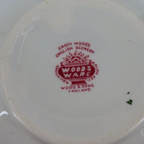Enoch Woods English Scenery 6.9in Floral Countryside Woodsware Red Bowl England - Picture 9 of 12